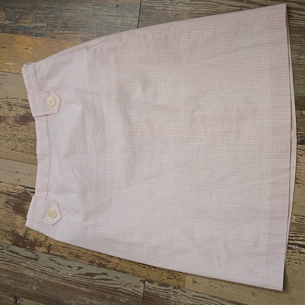 BROOKS BROTHERS‎ STRIPED  SKIRT SZ 6 PINK ON WHITE STRIPES LINED